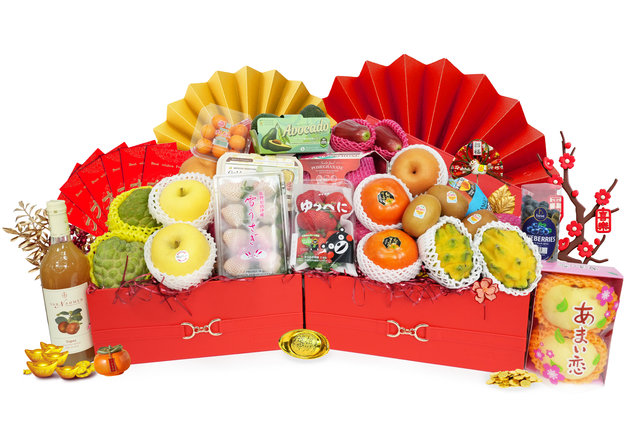 CNY Gift Hamper - Luxurious Pair of New Year Fruit Baskets CNYN14 - CF21229A2 Photo