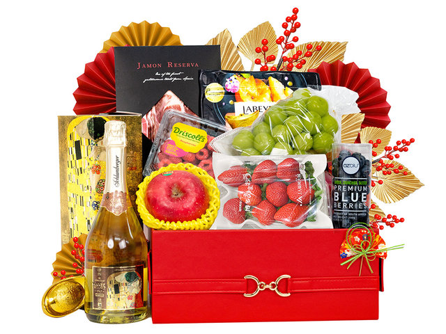 CNY Gift Hamper - New Year Gourmet Champagne Fruit Gift Baskets FH239 - CH21129B7 Photo