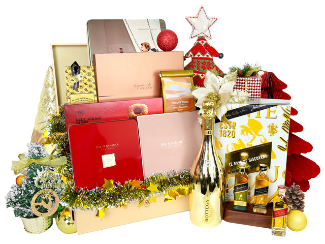 Christmas Gift Hamper - Christmas Double Deck Luxury Wine and Pastry Gift Hamper A20 - XH1123A4 Photo