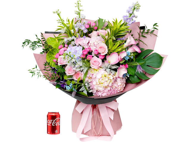 Florist Flower Bouquet - Extra Large Pink Rose and Hydrangea Bouquet JB01 - B2S0616A3 Photo