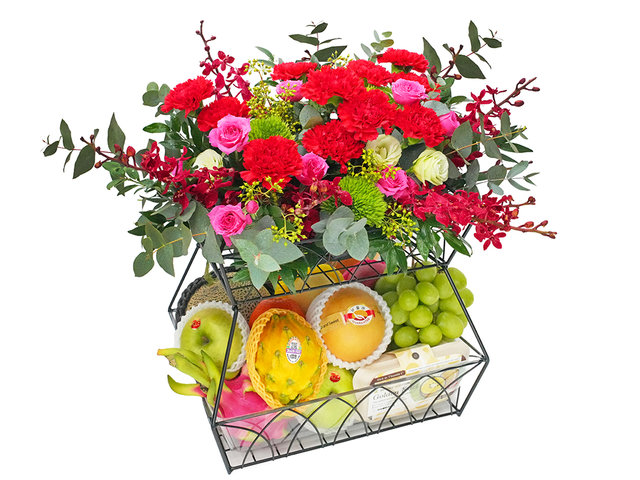 Fruit Basket - Fruit and Floral Double-Tier Iron Stand Gift Set FH390 - FT0401B3 Photo