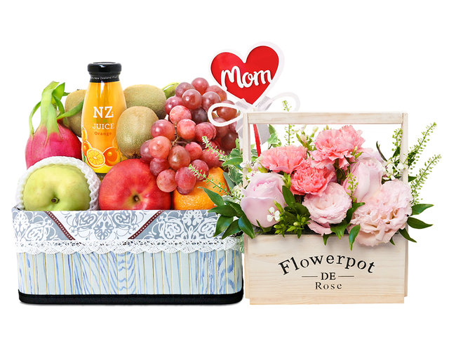 Fruit Basket - Mother's Day Gift Fruit Hamper with Flower Basket MG28 - MH0512A1 Photo