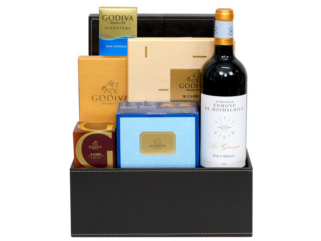 Hamper A5 Board - Mini Godiva Chocolate And Wine Hamper FH288 - HR0613A4 Photo