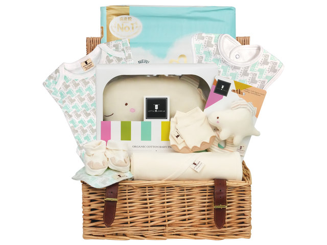 New Born Baby Gift - Little Blooms Organic Cotton  Newborn Gift Basket NB33 - BY0818A5 Photo