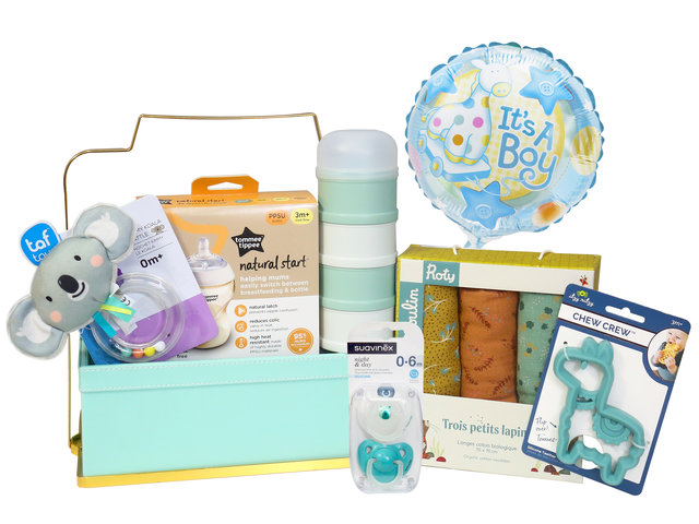 New Born Baby Gift - Mini Baby Boy Hamper with Small Balloon NB30 - BY0313A5 Photo