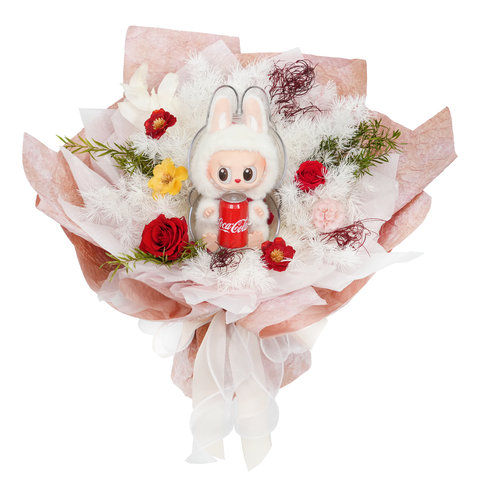 Preserved Forever Flower - Pop Mart The Monsters Labubu Coca Cola series Preserved Flower Bouquets LA02 - VE0605A3 Photo