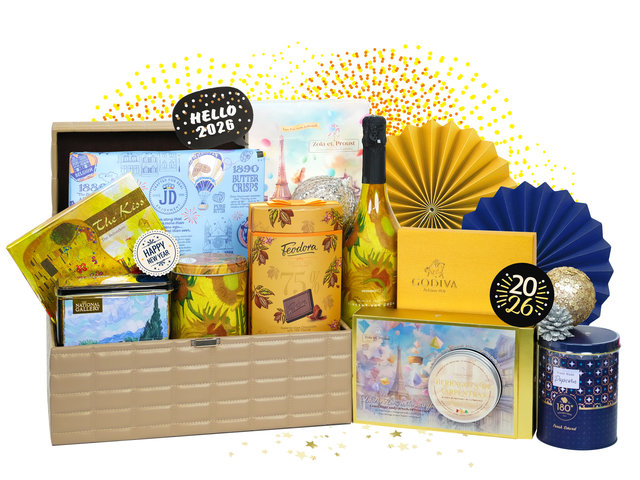 Wine n Food Hamper - Happy new year Masterpiece Art Gourmet Gift Hamper FH348 - HR1205B6 Photo