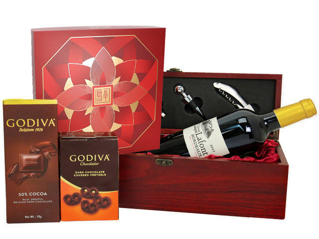 中秋果籃Hamper - 中秋半島月餅優質朱古力連酒盒 FH101 - L139399 Photo