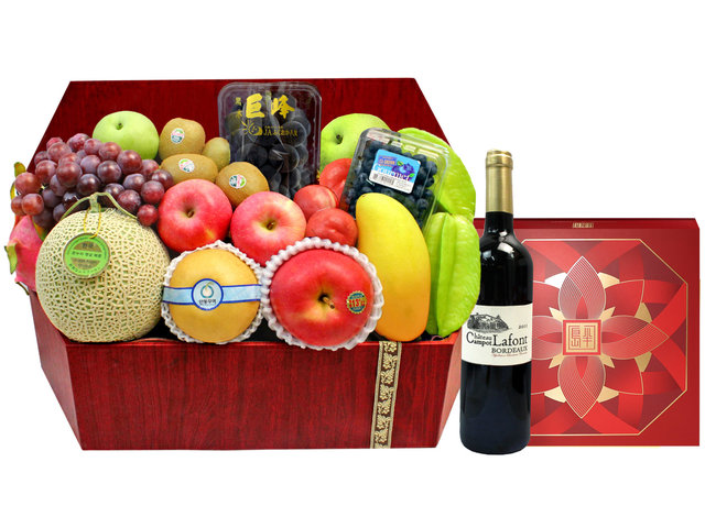 中秋果籃Hamper - 中秋半島月餅名貴紅酒果籃 FH100 - L1294174 Photo