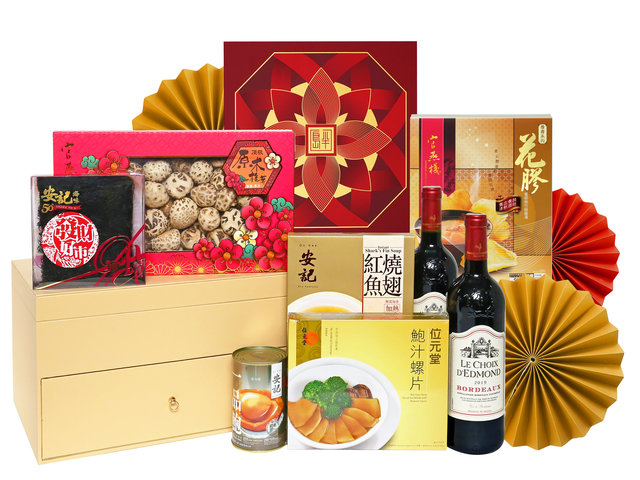 中秋果籃Hamper - 中秋半島月餅精選海味紅酒禮物籃 FH210 - M20717A2 Photo