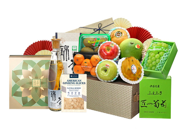 中秋果籃Hamper - 中秋半島月餅豪華人蔘果籃 FH168 - L76608239 Photo