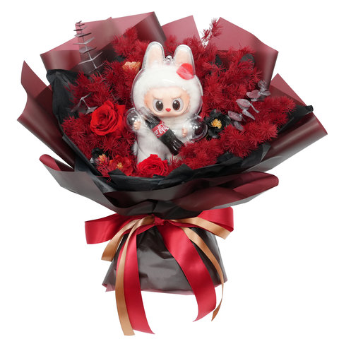 永生不死花 - 情人節 Pop Mart The Monsters Labubu 可口可樂系列永生花束  0115A2 - PBH0115A2 Photo