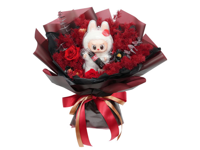 永生不死花 - 情人節 Pop Mart The Monsters Labubu 可口可樂系列永生花束  0115A2 - PBH0115A2 Photo