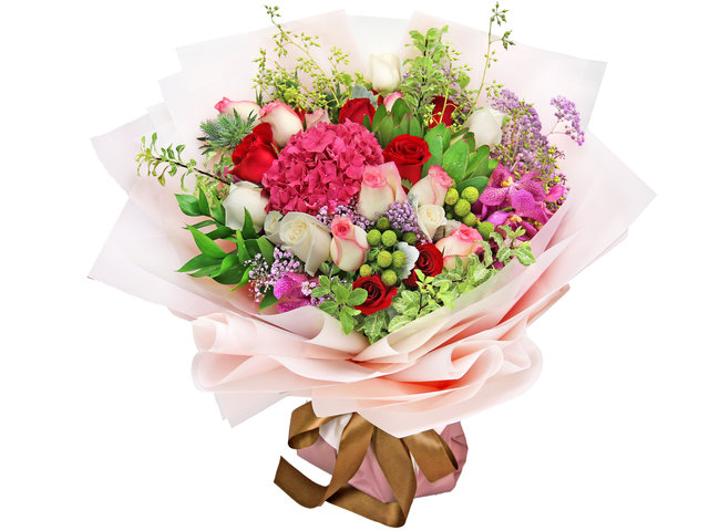 花店花束 - 红绣球玫瑰大花束 - BT0712A6 Photo