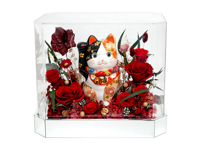 Florist Flower Arrangement - Grand Opening Maneki-Neko Preserved Flower Box LC02 - FOB0724A2 Photo