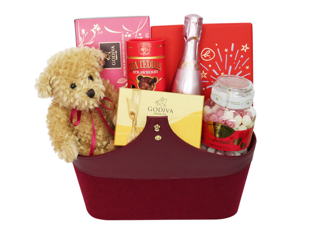 Florist Gift Set - Sweet Bear Wine and Food Gift Basket BD04 - BFAH0219A4 Photo
