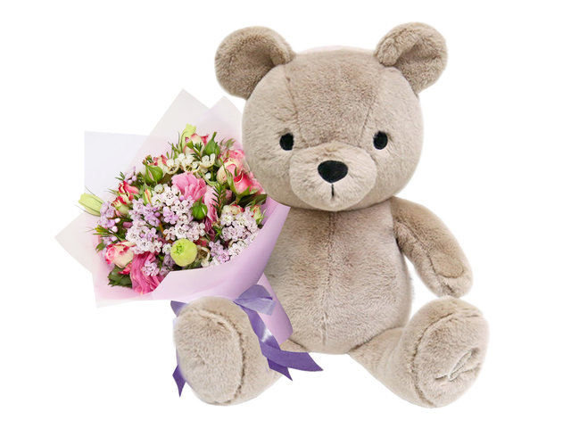 Florist Gift Set - agnès b. Bear Plush With Flower Bouquet A16 - VAB0213B1b Photo