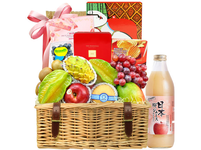Fruit Basket - Wine Food Gift Hamper With Fruit C32 - L106469 Photo