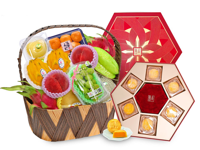 Mid-Autumn Gift Hamper - Mid Autumn Peninsula Moon Cake With Luxury Fruit Hamper FH212 - M30722A1 Photo