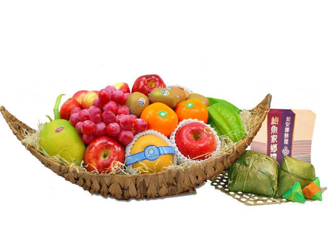 Wine n Food Hamper - Dragon Boat Festival Fruit with Rice Dumpling Premium Basket Y8 - L3122413 Photo