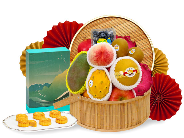 中秋果籃Hamper - 中秋特色名貴酒店月餅水果禮籃 FH221 - M30729A2 Photo